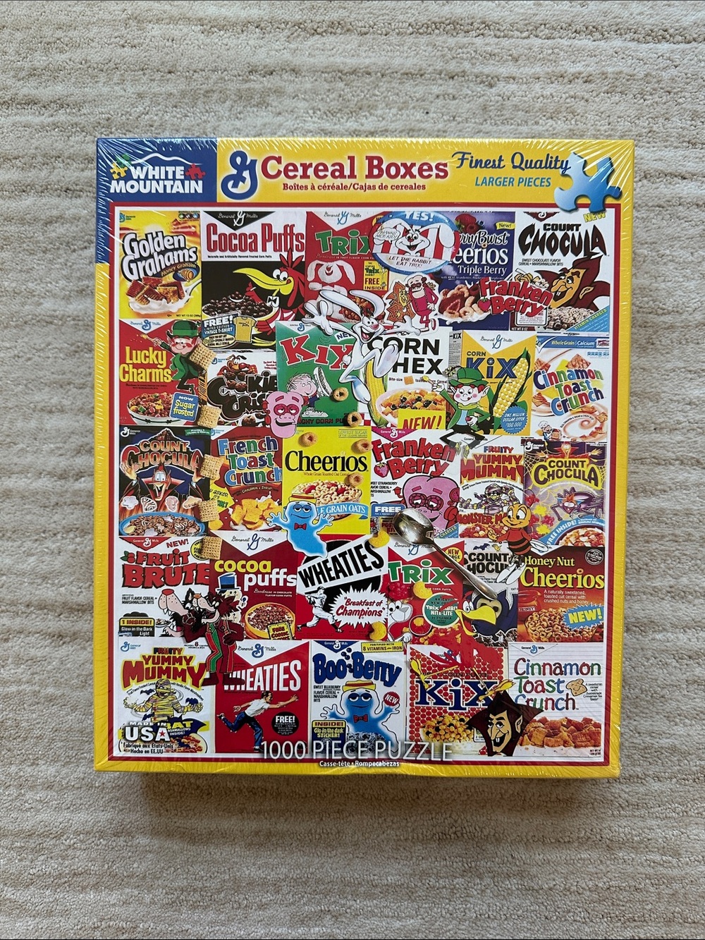 NIB White Mountain GM Cereal Boxes, 1000 Piece Jigsaw Puzzle Puzzle Never Opened